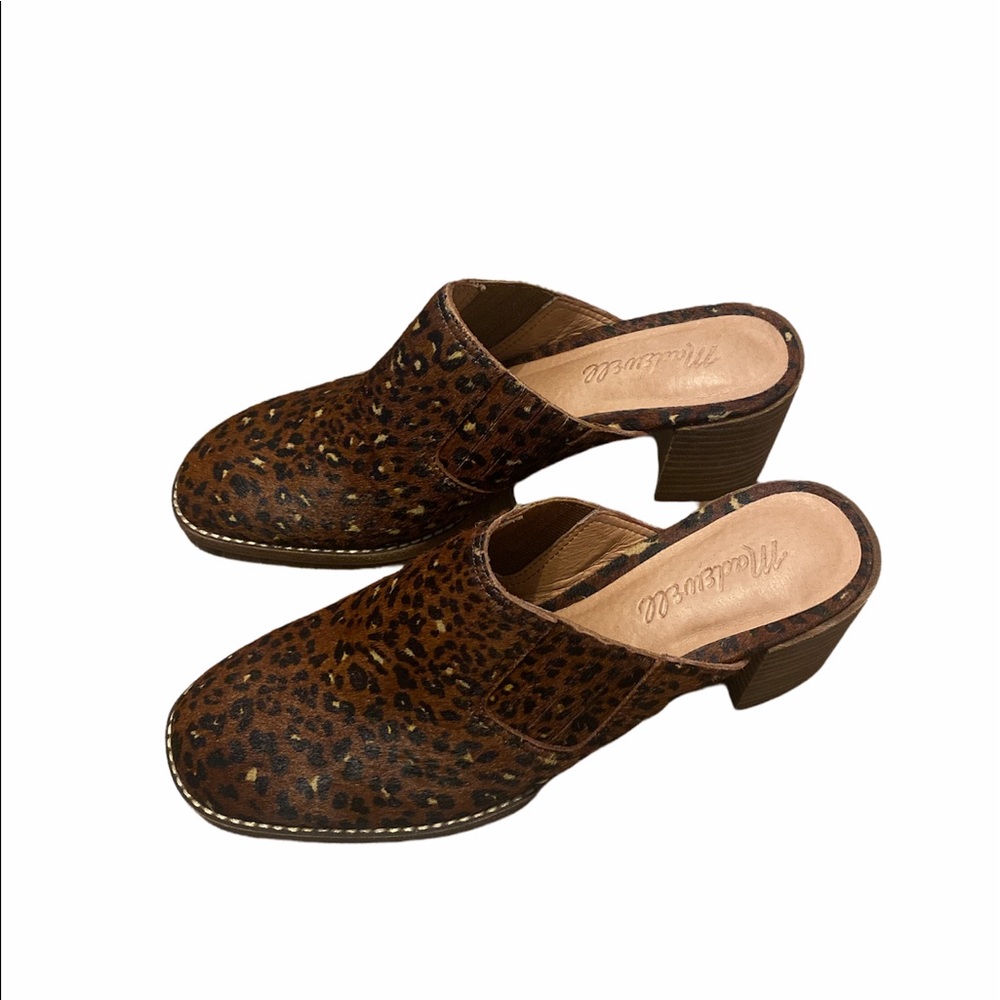 NEW Madewell The Carey Mule in Painted Leopard Calf Hair sz 6 1/2